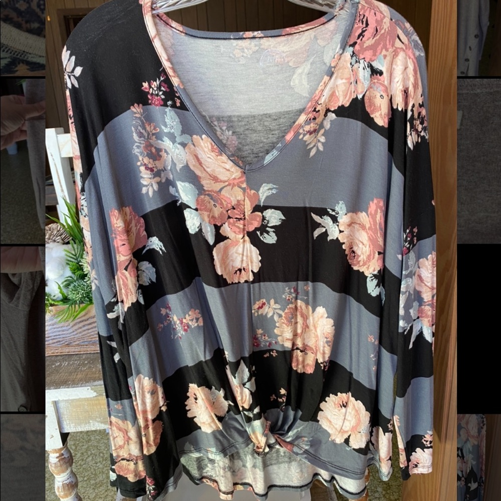 Maurice’s long sleeve top with knot front XL